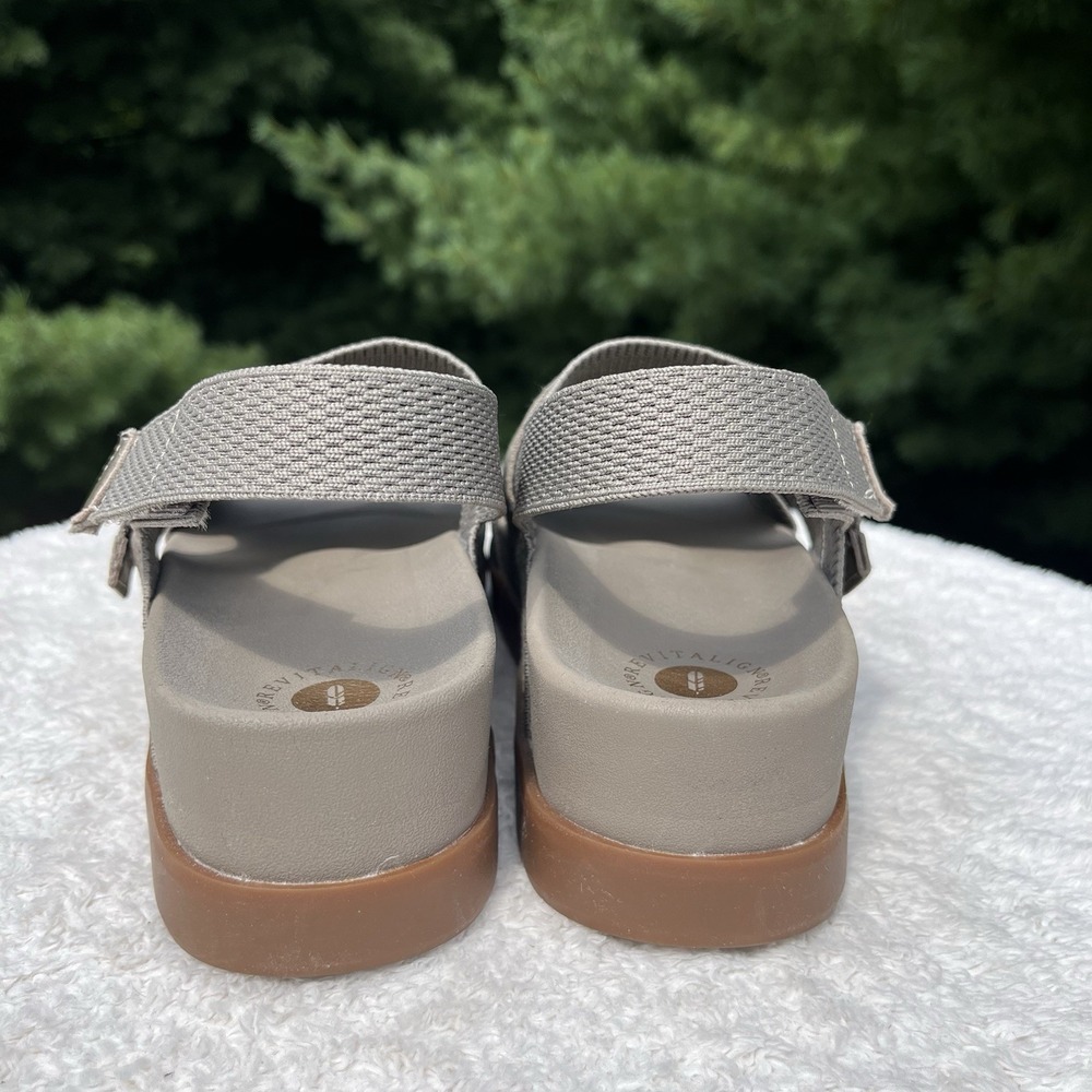 Revitalign Remi Wedge Sandal Tan Womens 8.5 Orthotic Adjustable Knit Platform - Picture 4 of 10